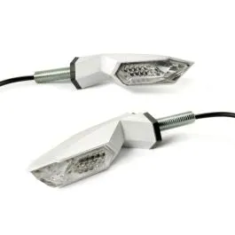 Coppia indicatori direzione frecce moto bianche a led con perno BKR omologate