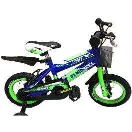 Bici 12 mtb power per bambino blu verde con 2 freni e gomme ad aria