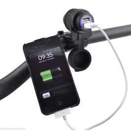 presa usb 12v con supporto al manubrio moto