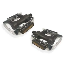 Coppia pedali per bicicletta MTB in alluminio e resina con asse in acciaio e catarifrangente