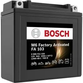 Batteria 12v 9ah 100a m6 fa 103 sla senza manutenzione bosch yb9b yb9-b