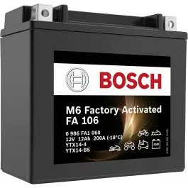 Batteria per Moto 12Ah 200A AGM senza manutenzione attivata Bosch YTX14-BS FA106