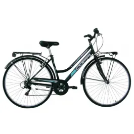 Bici 28 beverly trekking 6 velocità donna city bike da passeggio nero verde coppi