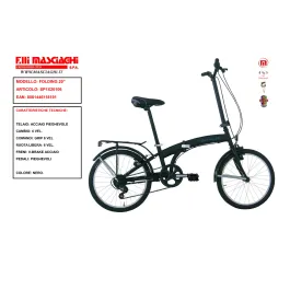 bici 20 pieghevole folding in acciaio carbike nero cambio a 6 velocità