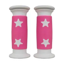Coppia manopole bici Junior Bicolore in Plastica 22 mm Bianco/Rosa PROGRIP