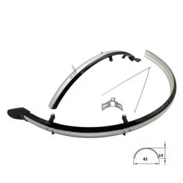 Coppia di parafanghi bici 28 45X14 mm Nero/Argento Paraspruzzo Aste Regolabili