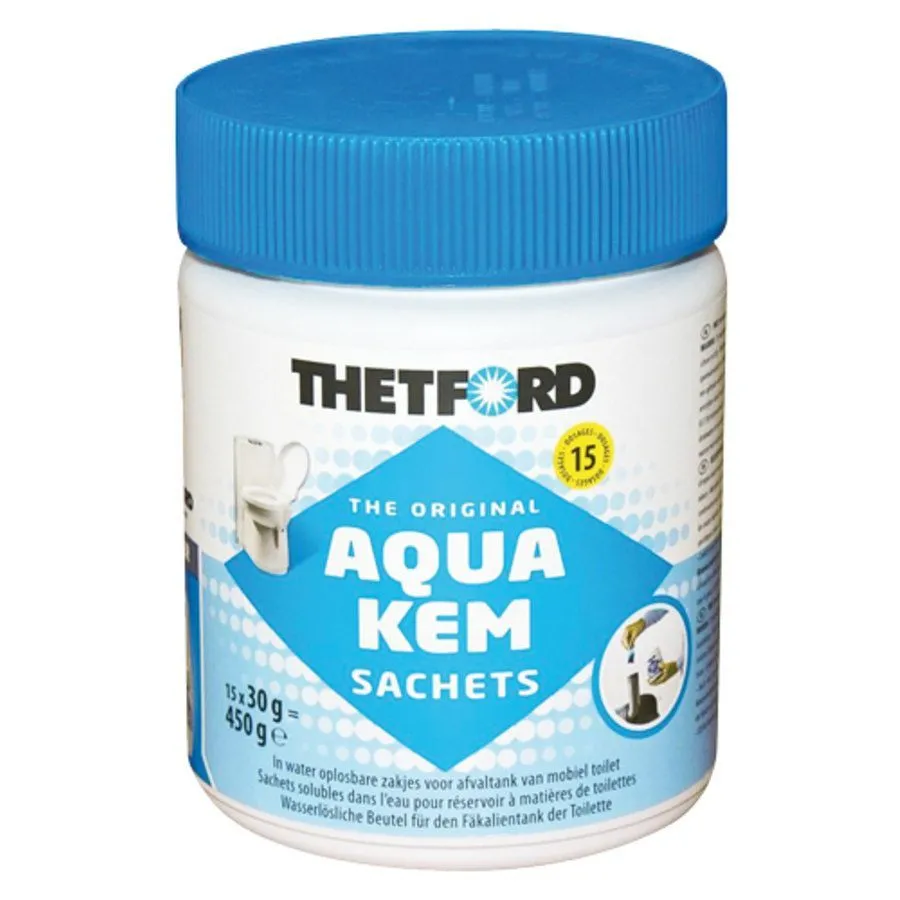 ADDITIVO WC AQUA KEM SACHETS PER BAGNO CAMPER ROULOTTE CHIMICO TOILETTE THETFORD