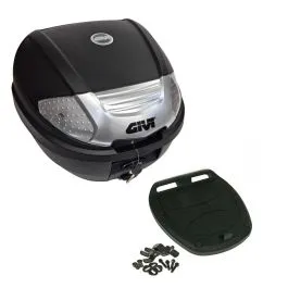 Bauletto Givi E300NT2B Tech Catadiottro Argento completo di piastra Monolock universale Moto Scooter