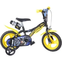 Bici 12 BATMAN nera e gialla scudo rotelle borraccia per bambino Dino Bike