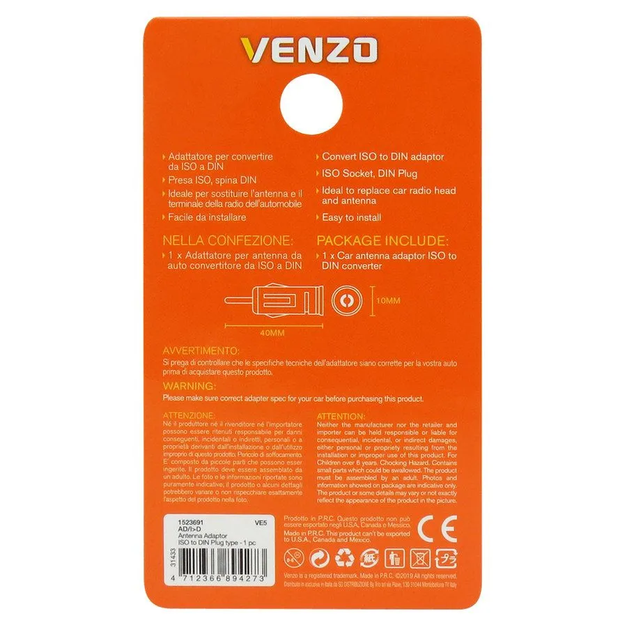 Antenna adattatore ISO > DIN 1pz 085261 - Accessori Spinotto adattatore - ISO>DI