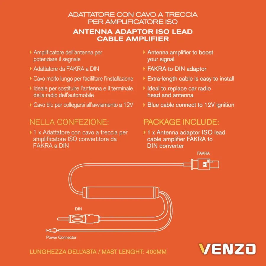 Antenna cavo Fakra > DIN 400mm 1pz 08541 - Accessori Adattatore - FAKRA>DIN 400m