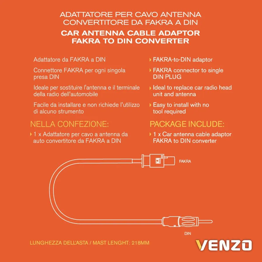 Antenna cavo Fakra > DIN 200mm 1pz 08544 - Accessori Adattatore - FAKRA>DIN 200m