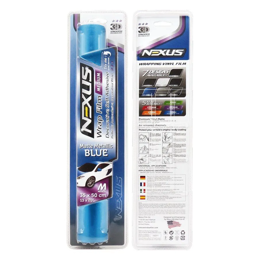 PELLICOLA ADESIVA PER ESTERNO AUTO WRAPPING BLU OPACO 35X50CM ESTETICA NEXUS