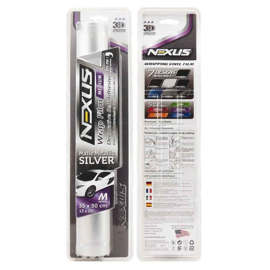 PELLICOLA ADESIVA PER ESTERNO AUTO WRAPPING ARGENTO OPACO 35X50CM ESTETICA NEXUS