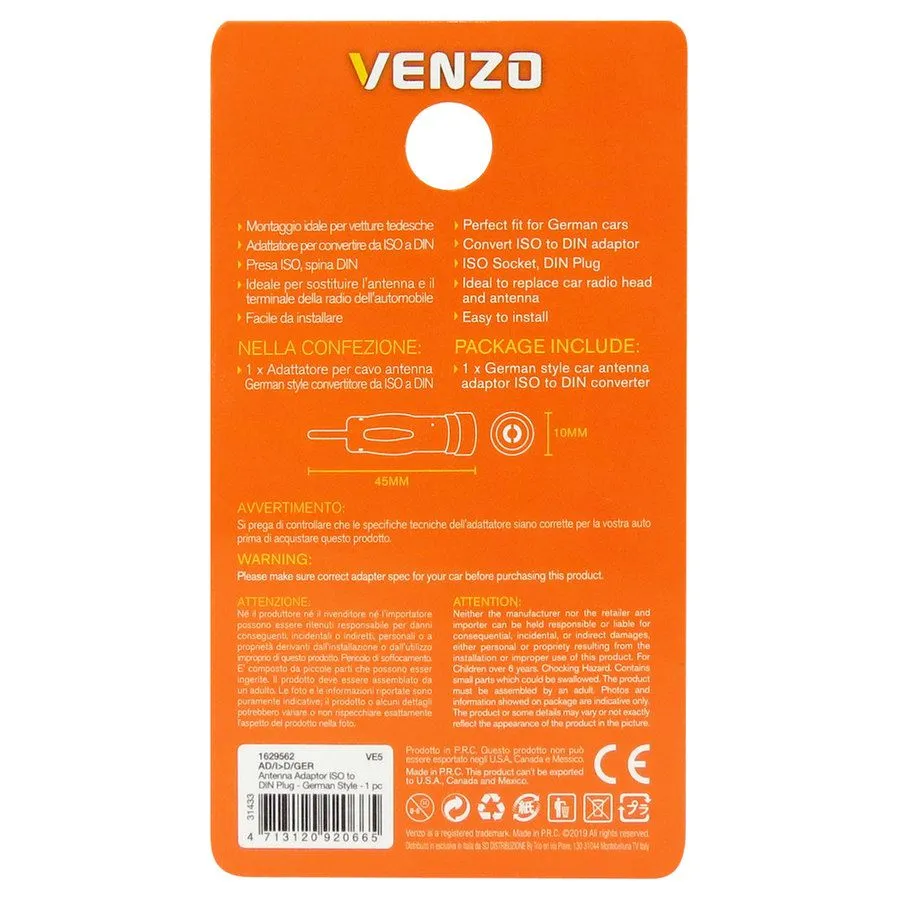 Antenna adattatore ISO > DIN German 1pz - Accessori Spinotto adattatore - ISO>DI