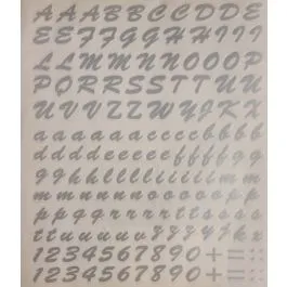 Lettere adesive argento maiuscole minuscole corsivo numeri operazioni 1 foglio