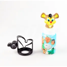 Borraccia bimbo con portaborraccia con attacco al manubrio, tema animali, personaggio: Topo