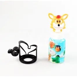 Borraccia bimbo con portaborraccia con attacco al manubrio, tema animali, personaggio: Volpe