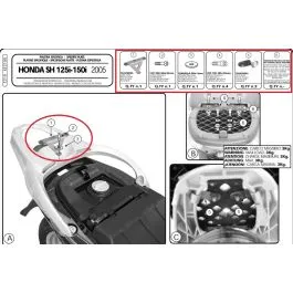 Attacco posteriore bauletto MONOLOCK portabauletto honda sh 125i 150i Givi e219