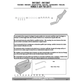 Kit specifico per montare il paraspruzzi universale aggiuntivo RM02 Givi RM1156KIT