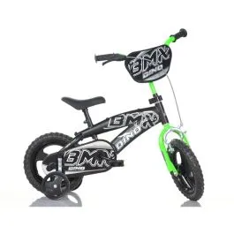 Bici 12 bmx per bambino con scudo e rotelle free style nero verde Dino Bikes
