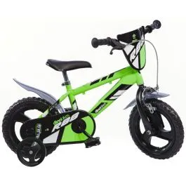 Bici Mtb Boy Verde 12 R88 per bambino con scudo rotelle e parafanghi Dino Bikes