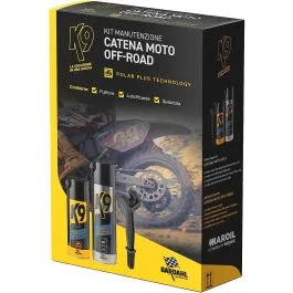 Kit Pulitore + Lubrificante grasso spray + Spazzola pulisci Catena Trasmissione Moto Bici BARDAHL K9