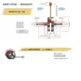 albero motore vespa px 125 150 anticipato