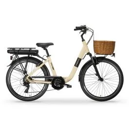 Bici City Bike e-bike Elettrica RHEA Lady 26 pollici 6 velocità crema MBM