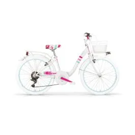 Bici 24 Fleur bianca con cambio 6 velocità senza cestino per donna ragazza
