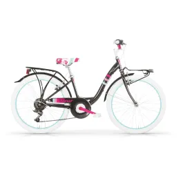 Bici 24 Fleur nera con cambio 6 velocità senza cestino per donna ragazza
