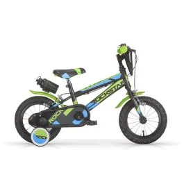 Bici 14 ROCKSTAR verde nero per bambino scudo rotelle borraccia parafanghi MBM