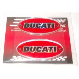LOGO DUCATI 3D OVALE ADESIVO DECALCO 2 PEZZI 56 X 28 MM (L X H)