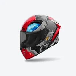 Casco moto scooter Integrale CONNOR BOT Grigio rosso gloss AIROH Om. ECE 2206