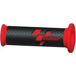 Coppia Manopole sportive moto GP Nero & Rosso sinistro 22 mm / destro 25 mm