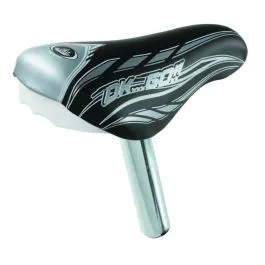 Sella bici MTB imbottita per bambini con tubo diametro 25,4 nero/argento