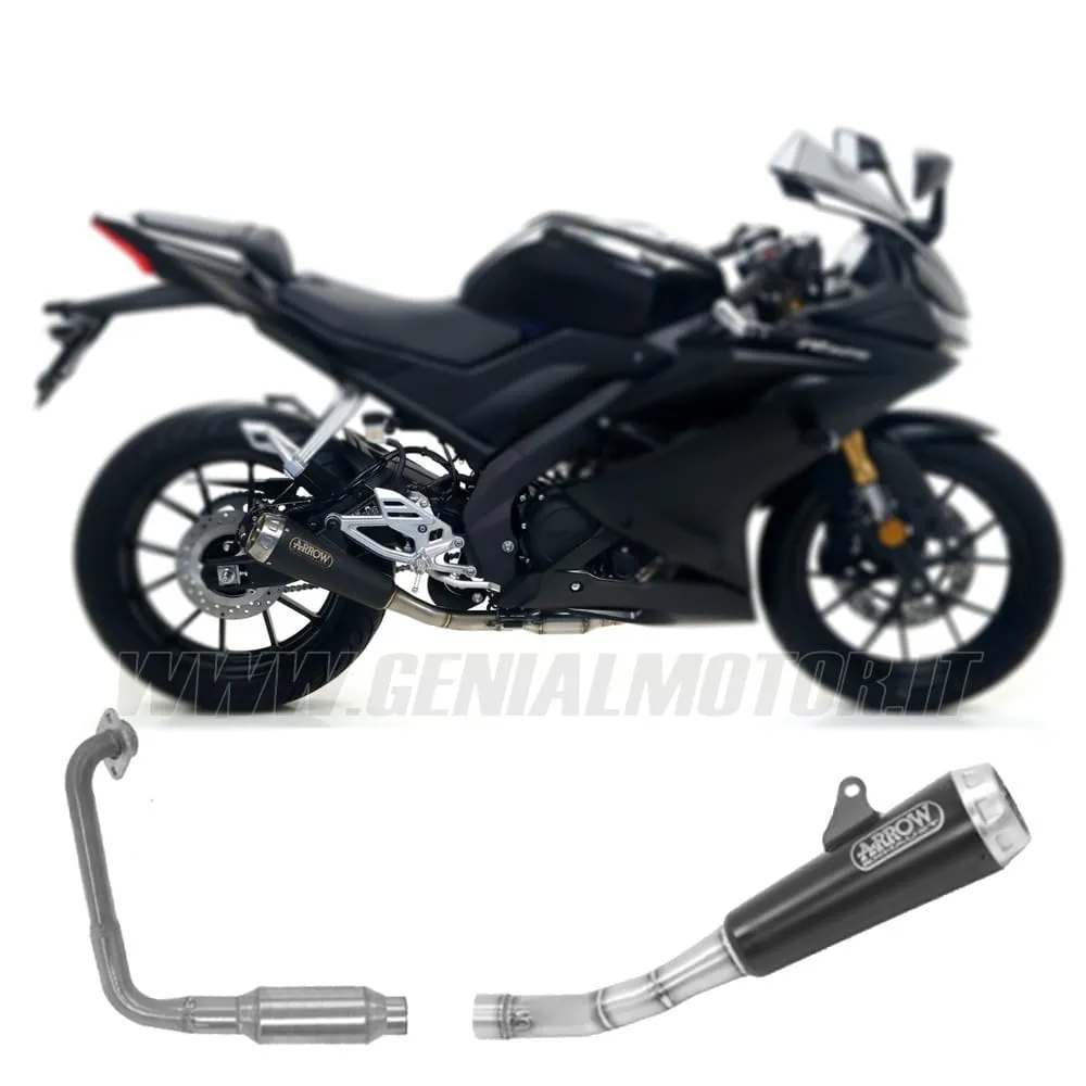 Collettore+terminale Arrow Racing Nichrom Nero Per Yamaha Yzf-r 125 2019 > 2020-51018MI--51004PRN-148819