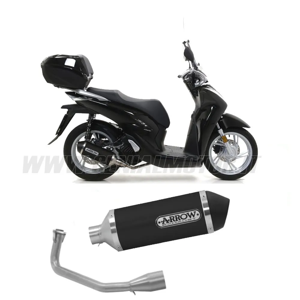 Collettore+terminale Arrow Omologato Alluminio Nero Per Honda Sh 150i 2020 > 2023-53081MI--53534ANN-148965
