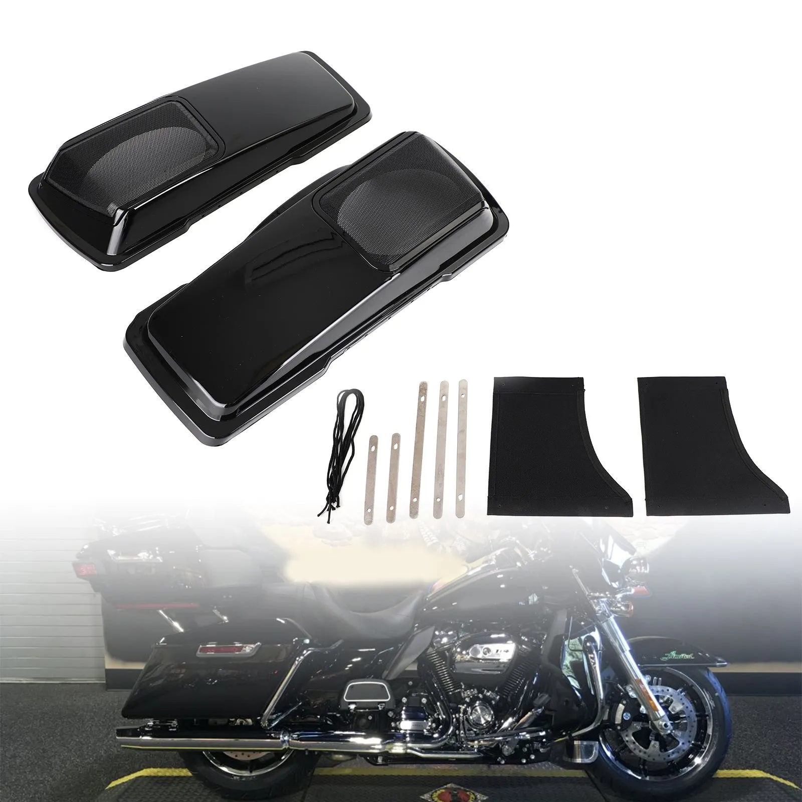 6 x 9 couvercles de haut-parleur Vivid Black sacoche pour Harley Touring 1994-2013 Generic