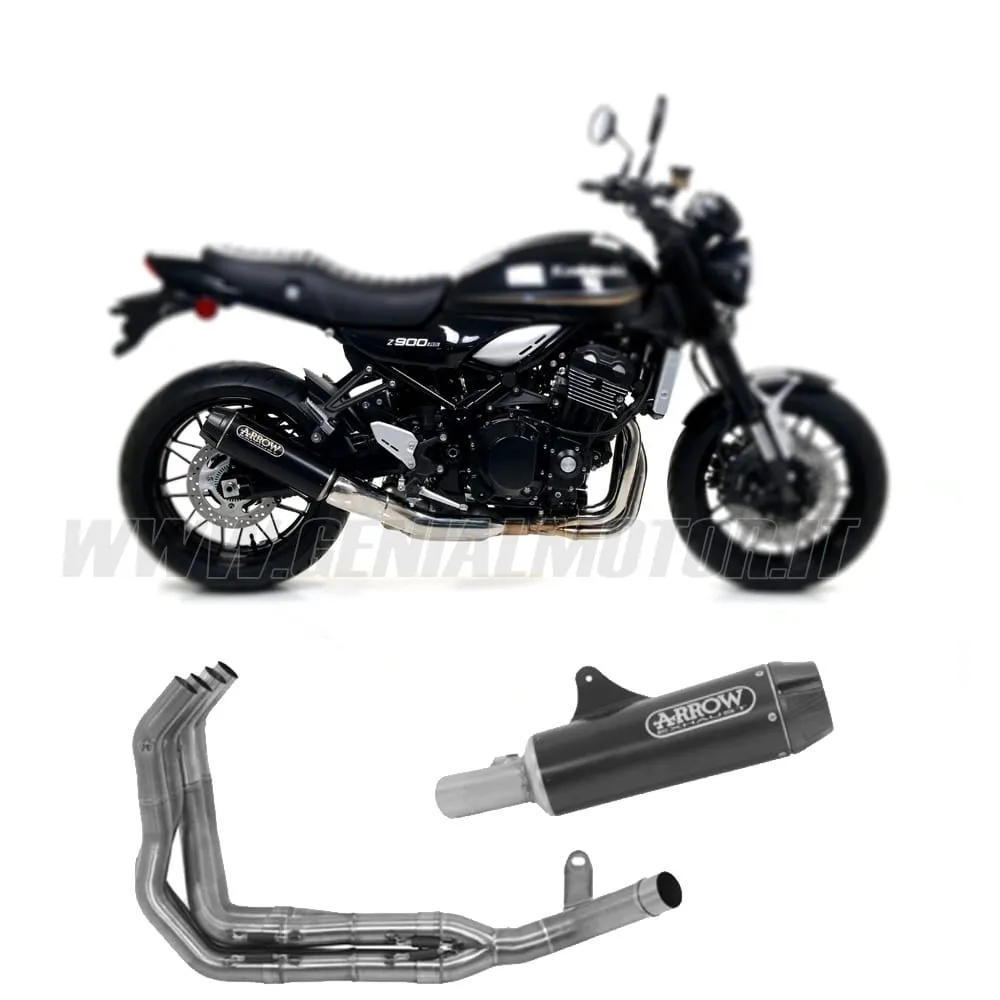 Collettori+terminale Arrow Omologato Nichrom Nero Per Kawasaki Z 900 Rs 2017 > 2020-71685MI--74506RB-148699