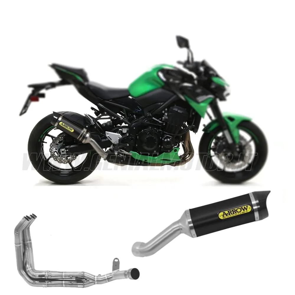 Collettori+terminale Arrow Omologato Alluminio Nero Per Kawasaki Z 900 2020 > 2024-71727MI--71912AKN-148686