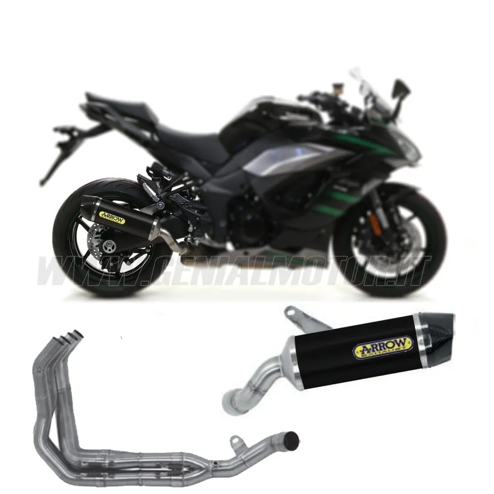 Collettori+terminale Arrow Omologato Alluminio Nero Per Kawasaki Ninja 1000 Sx (tourer) 2020 > 2023-71728MI--71914AKN-148714