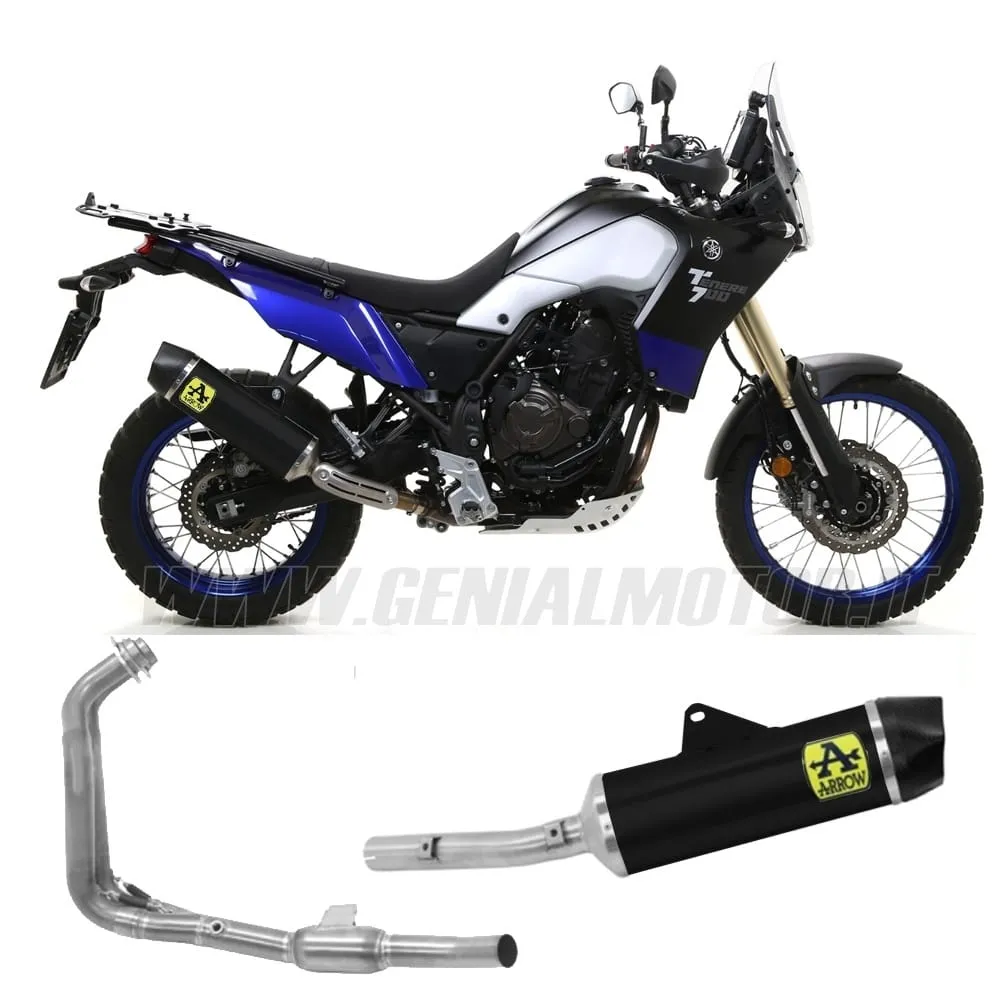 Collettori+terminale Arrow Omologato Alluminio Nero Per Yamaha Tenéré 700 2019 > 2020-72161PD--72626AKN-148848