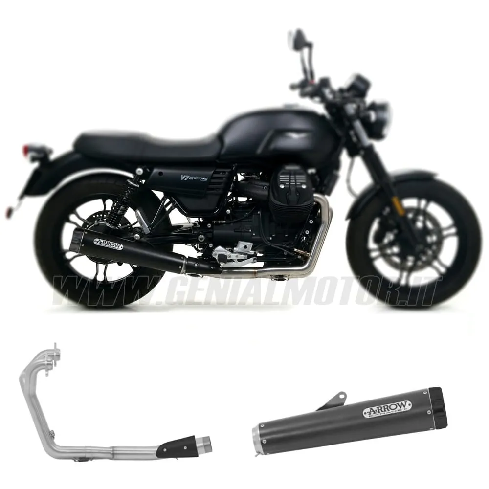 Collettori+terminale Arrow Omologato Nichrom Nero Per V7 Iii 2017 > 2021-74004KZ--74507RBN-148980