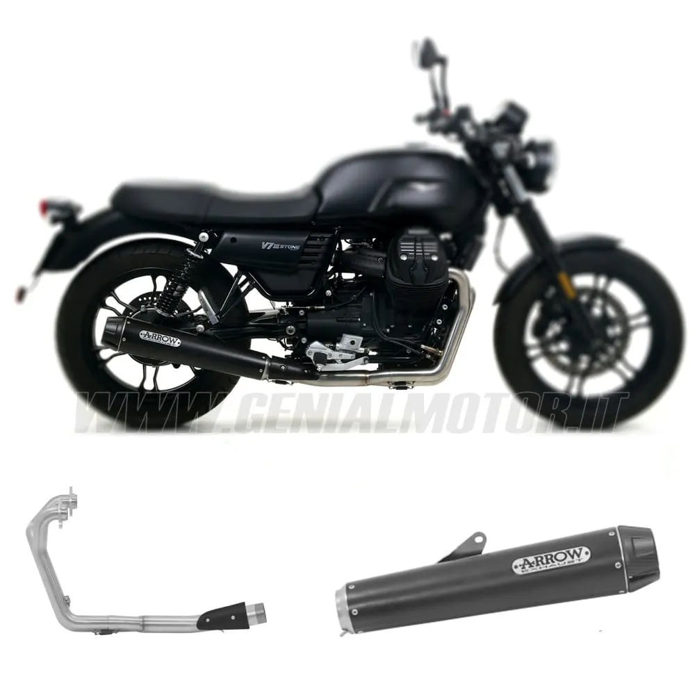 Collettori+terminale Arrow Omologato Nichrom Nero Per Moto Guzzi V7 Iii 2017 > 2021-74004KZ--74507RB-148757