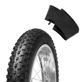 Kit copertone 20 x 4.0 FAT BIKE scolpito + camera d'aria valvola america dritta