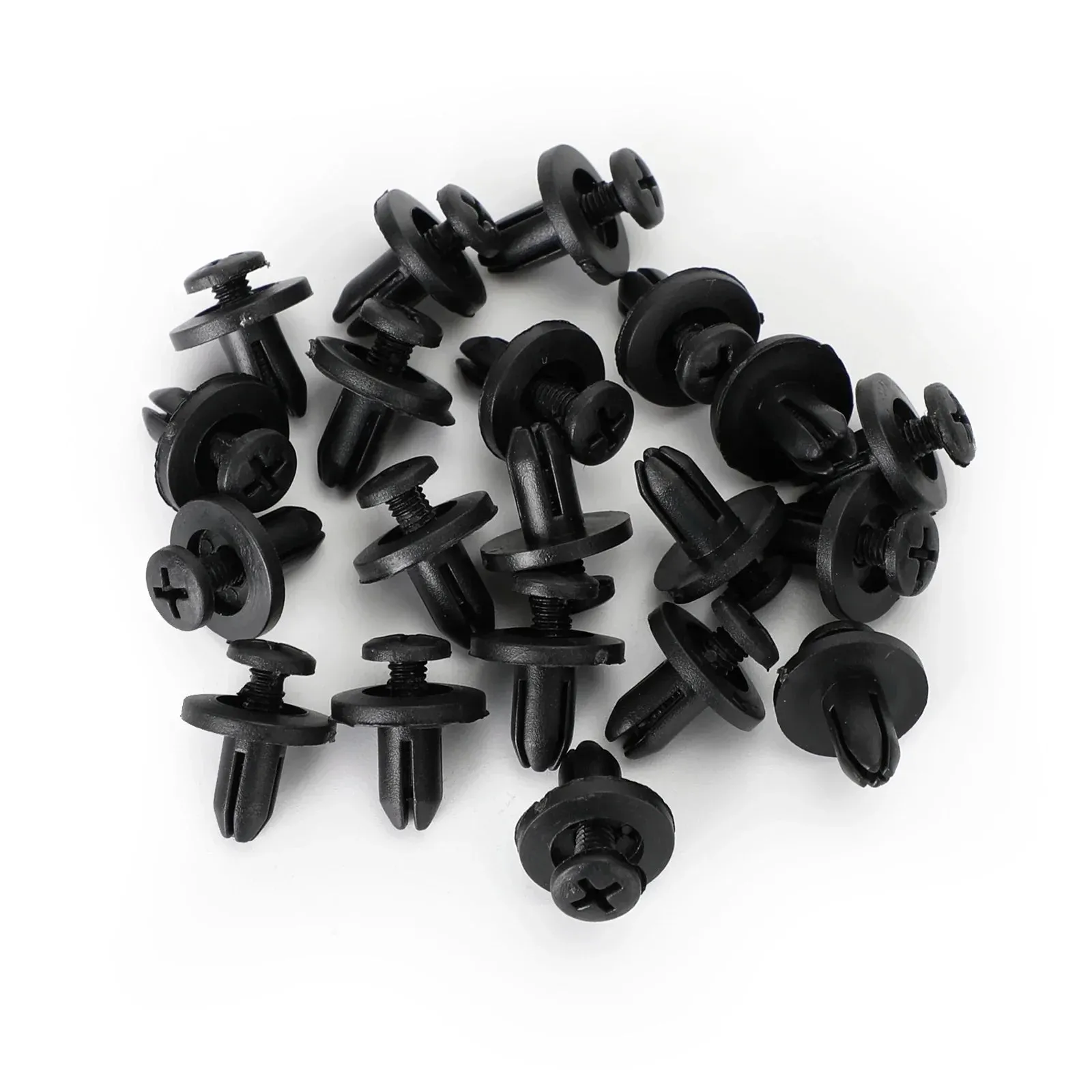 20 pcs Carénage Panneau Boulon Clip 6mm En Plastique Vis Rivets Clips Noir Pour Honda Générique