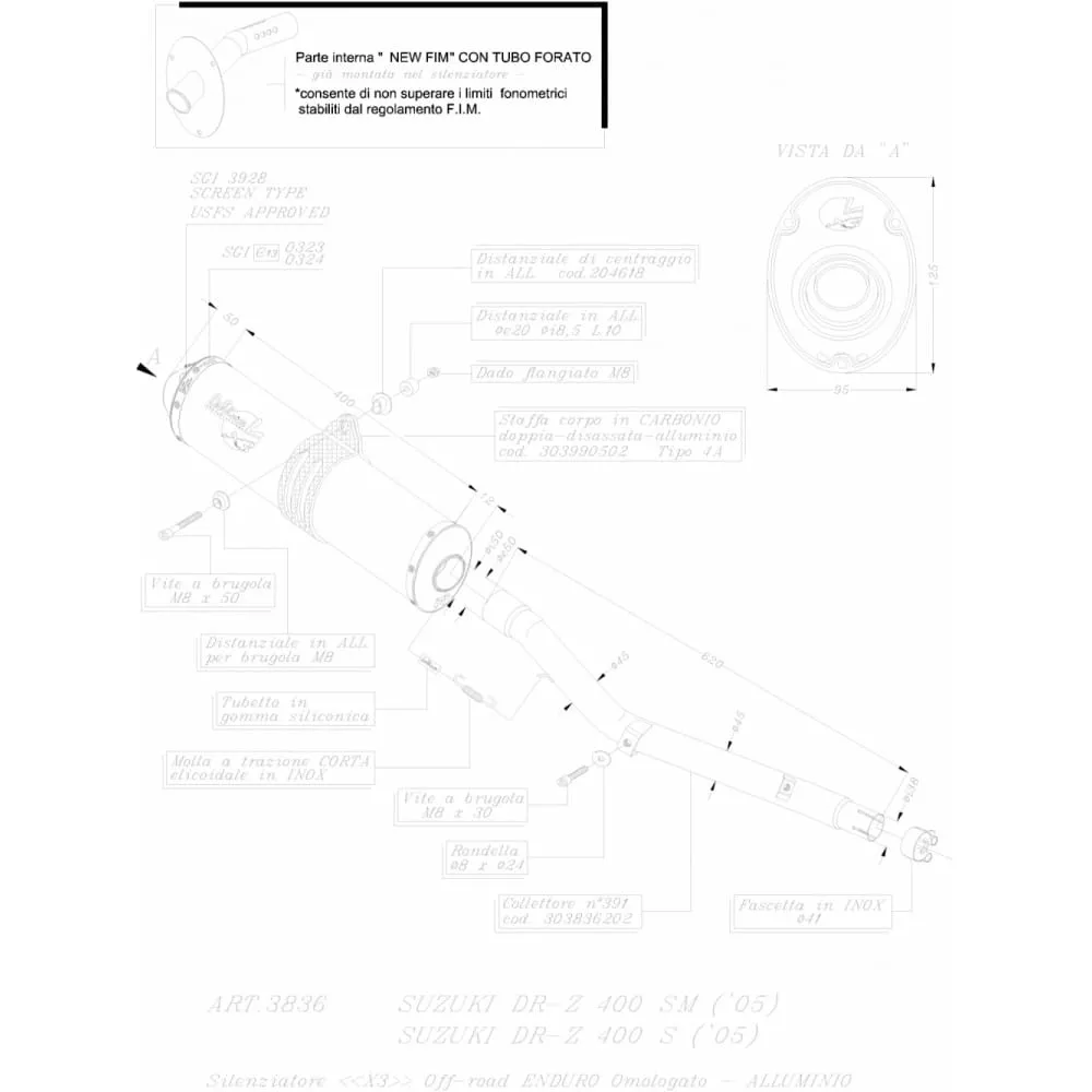 Terminale Di Scarico X3 Aluminium Suzuki Dr Z 400 S 2001 > 2008-3836-100919