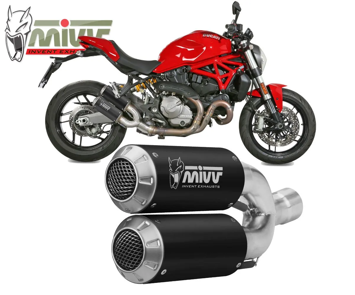 Terminali Scarichi Mivv Mk3 Black Inox Nero Per Ducati Monster 1200 2017 > 2021-D.042.SM3B-146495