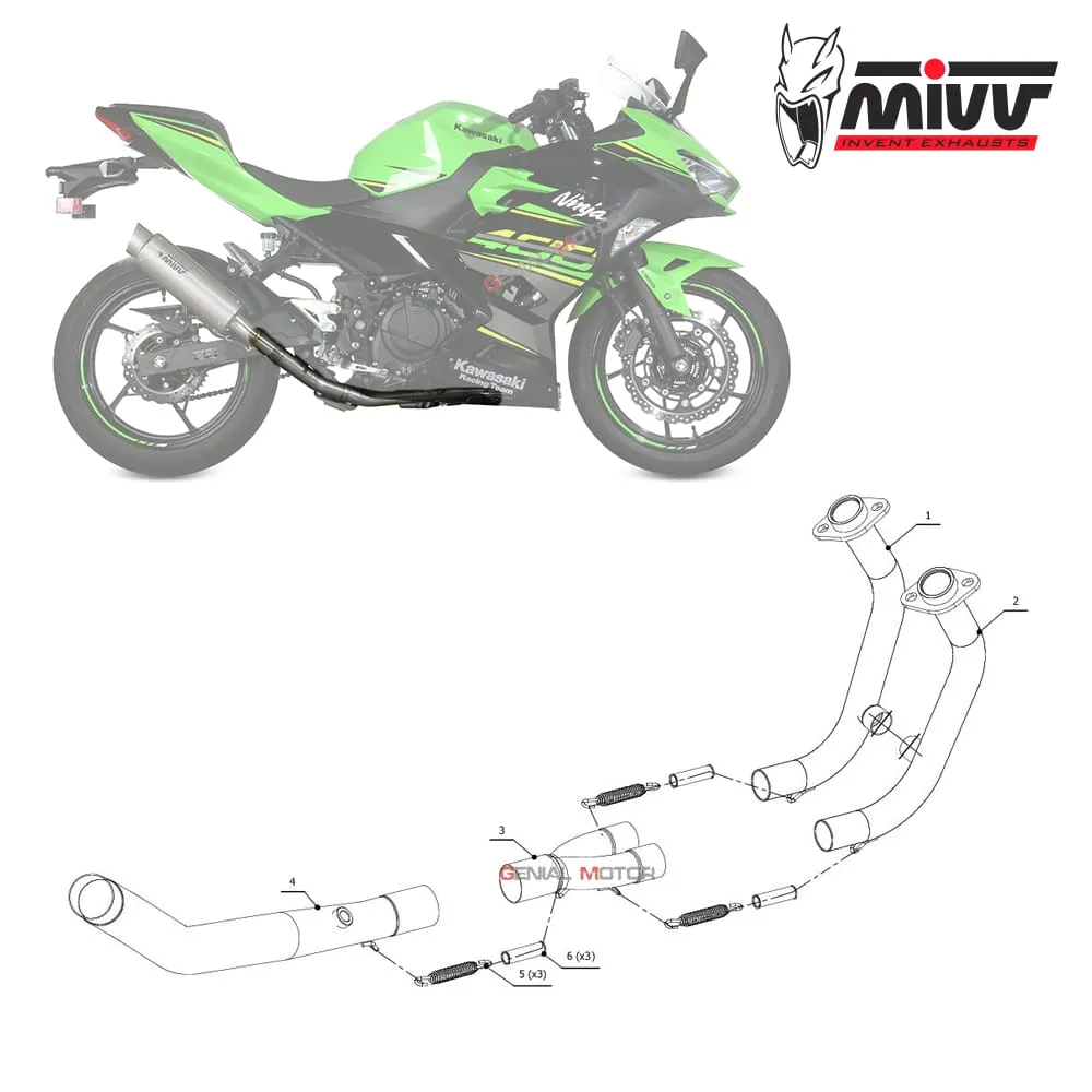 Tubo Elimina Kat Mivv Decatalizzatore Acciaio Inox Per Kawasaki Ninja 400 2018 > 2024-K.047.C1-146610
